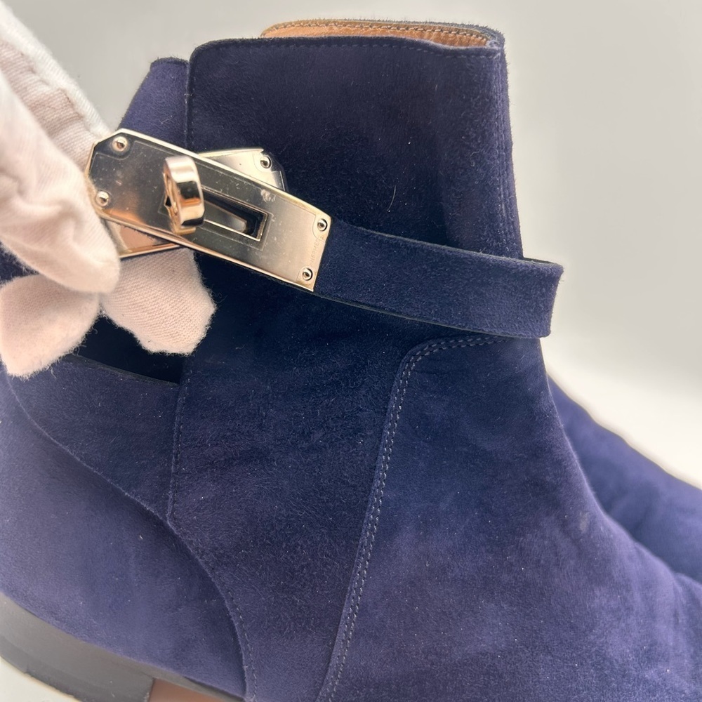 Hermes Neo Boots Navy Suede Palladium Hardware SIZE 38.5 No Box No Dustbag - Picture 6 of 16